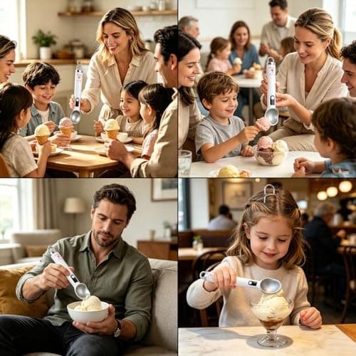 Modern Heated Ice Cream Tool with 70℃ Quick Heating and Not Stick Layer for Round Servings Battery Pack Cream Spoon — view 4