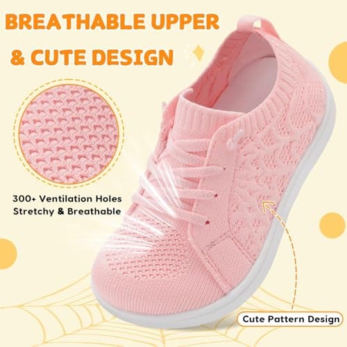 JIASUQI Toddler Shoes Boys Girls Wide Barefoot Shoe Kids Breathable Zero Drop Sneakers Minimalist Tennis Walking Outdoor Shoes Naturally Flexible(Pink 24,UK Size 5) — view 6