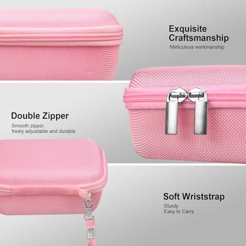 RAIALL Camera Case for Canon PowerShot SX740/ SX730/ SX720/ SX710/ SX620/ SX610 HS Digital Camera, SX740/ SX730 Vlogging Camera Travel Hard Bag, Mesh Pocket for Battery, SD Card and Cable, Pink — view 5