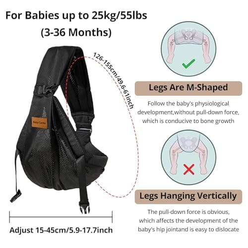 Baby Carrier Sling Newborn to Toddler Carrier - Ergonomic Hip Carrier & Baby Carrier in Premium Breathable Mesh, Summer Baby Carrier with Hip Seat, Cooling & Non-Slip, 0-36 Months — view 3