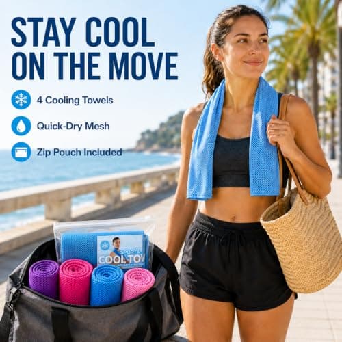 GHKJOK 4 Sports Towels, 30 x 80 cm Microfibre Mesh with Zip Pouch — view 4