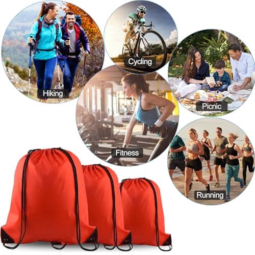 PLULON Red Drawstring Bags Drawstring Backpack Bulk, String Backpack Cinch Sack Sport Gym Bags for Yoga Traveling Outdoor Sports — view 6