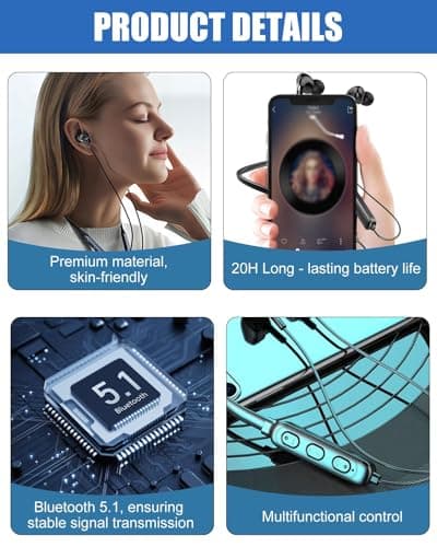 Bluetooth Neckband Earphones with Microphone，Earphones wireless Bluetooth — view 3