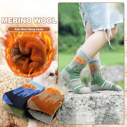 BONANGEL Kids Thermal Merino Wool Socks Thick Walking Cosy Socks Boys Girls — view 6