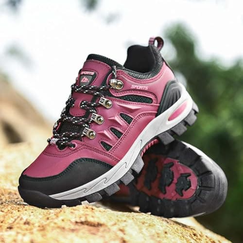Men's Women's Lightweight Waterproof Anti-Slip Hiking Shoes Travel Camping Shoes Walking Shoes Four Seasons Red 6 UK — view 6