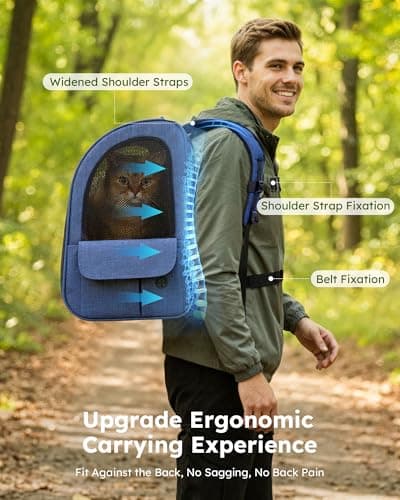 pecute Cat Backpack Expandable, Backpack for Cats & Small Dogs, Blue — view 6