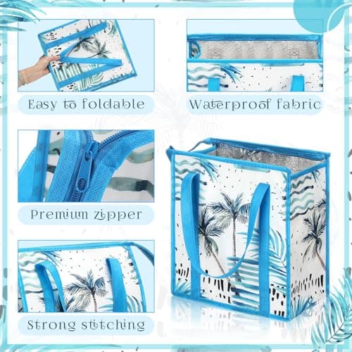 Paterr 6 Pack Insulated Grocery Bag Cooler Thermal Tote Bag with Zipper Top — view 4
