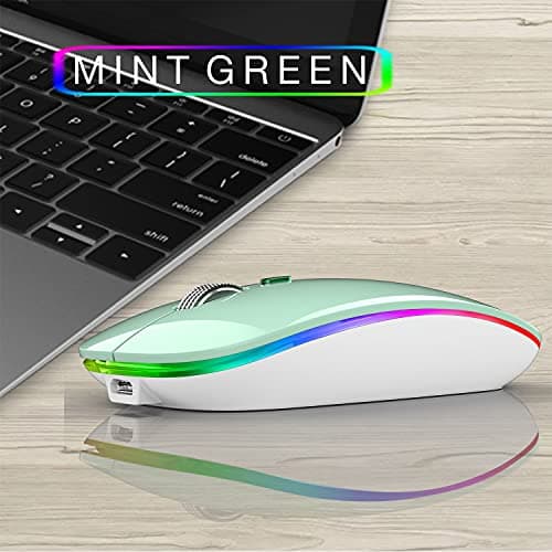 Uiosmuph G12 Wireless Mouse for Laptop, Rechargeable Mice, Silent - Mint — view 2