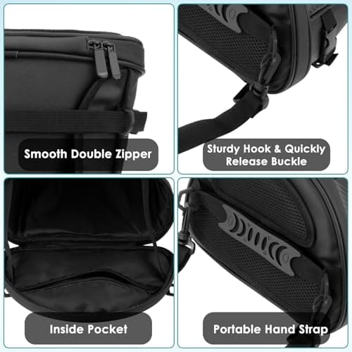 Twilight Garage Motorcycle Tail Bags, Waterproof Leather Storage Saddle Bag 10L, Outdoor Sports Motorbike Rear Seat Light Tank Handbag Tool Carry Bag with Shoulder Strap — view 4