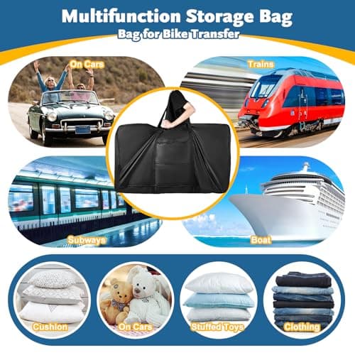 Folding Bike Travel Bag,Heavy Duty 840D Transport Bicycle Storage Carry Bag with Strong Webbing for 26-29 in Mountain 700C Road Bike MTB,Portable Folding Cycling Bags Waterproof for Airplane Shipping — view 5