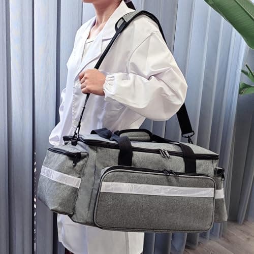 igadgitz home U7303 Large Empty Medical Bag, First Aid Nurse, Nurses Organiser with Adjustable Shoulder Strap - Equipment & Supplies Organiser — view 3