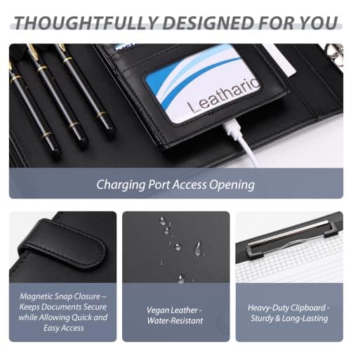 Leathario Portfolio Folder A4, 4-Ring Conference Folder, Ducument Holder — view 5