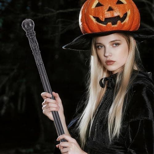 GORGECRAFT Victorian Cane Prop Halloween Cosplay Vintage Walking Stick 116cm Long Antique Plastic Punk Scepter Costume Prop with Black Round Top Knob Pretend Play Royalty Wand for Themed Events Stage — view 5