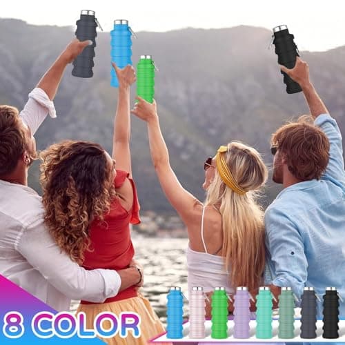 8 Pack Collapsible Water Bottles for Kids, Silicone Sport Travel Bottle — view 5