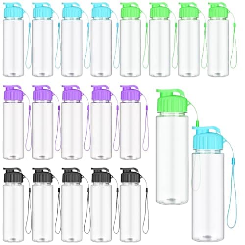 20 Pcs Plastic Water Bottles Bulk for Kids, 500ml Reusable Drink Bottles