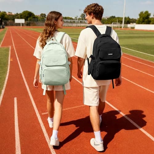 HYC00 School Backpacks for Teenage Girls Boys Casual Daypacks Lightweight School Bags for Girls Secondary High College Bookbag Lightweight Schoolbag Travel Rucksack Work Bag for Women Men,Mint Green — view 6