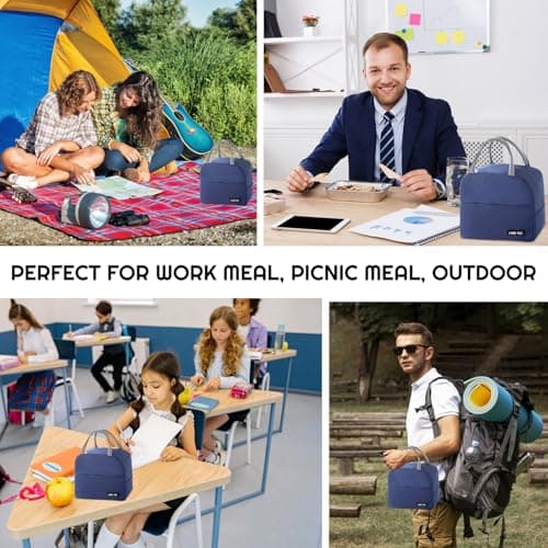 SUOXU Insulated Lunch Bag for Men Women Kids Cool Bag- Reusable Thermal Food Bag with Leak-Proof Liner, Cooler Tote for Work, School, Picnic & Travel (Navy blue-5L) — view 4