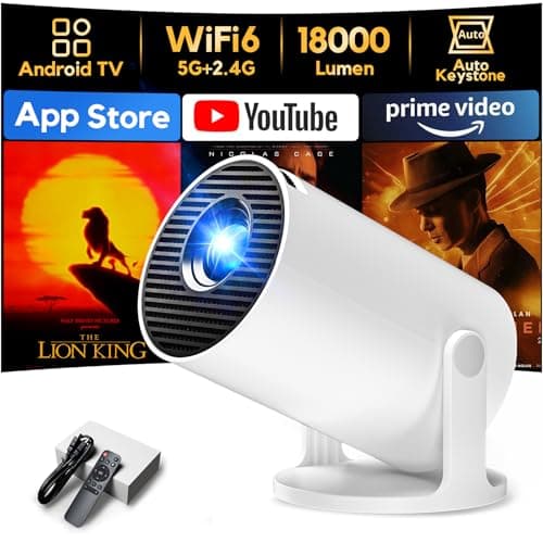 AKIYO O2 Projector Built-in Apps, 1080P Support Auto Keystone WiFi6, 18000L