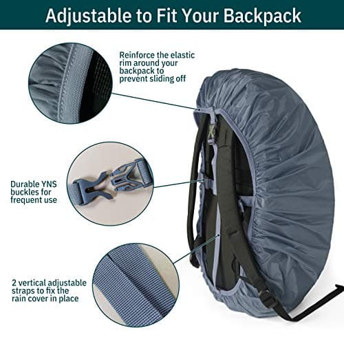 Unigear Anti-Rain Backpack Cover, 10-90L Waterproof Dustproof Durable Abrasion Resistant Protective Cover for Camping, Hiking, Travel, Cycling (Grey, M) — view 4
