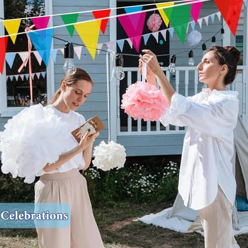 Bunting Banners Multicolor Nylon Fabric Triangle Flags Outdoor Garden Banner for Wedding Birthday Party Garden Brand Opening Home Festival Decorations (40 Meters 80 Flags) — view 4