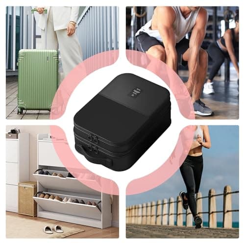Shoe Travel Bag, Waterproof Sneaker Case, Portable Shoes Box, Hard Shell Outer Zip System, Soft Outer Zip Closure, Soft Cushion Handle Strap, Men Women, black, see description, See — view 5