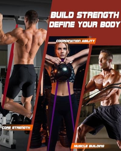 Fitense Resistance Bands Set for Men Women - 6 Resistance Levels Pull Up Bands, Exercise Bands Resistance with Door Anchor, Training Poster & Pouch for Body Stretching, Pull Up Assist — view 2