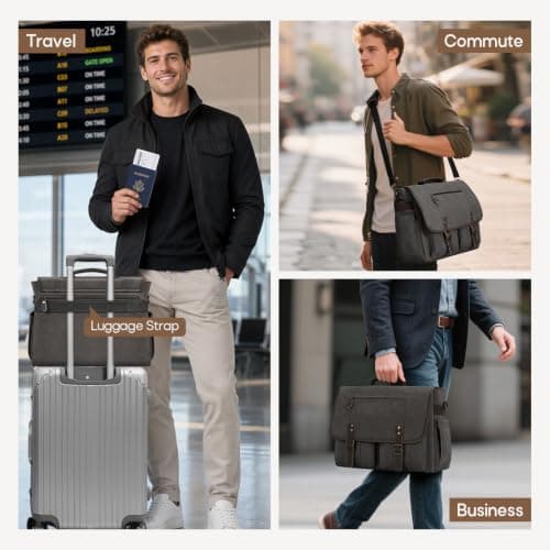 RAINSMORE Laptop Messenger Bag Multiple Pockets 17 Inch Satchel Briefcase — view 2