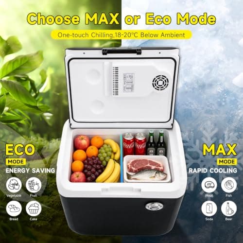 LIKEEM 25L Car Fridge, Portable Compressor Cooler, Cooling & Warming, 12V/220V Dual Power, Wheels & Pull Handle, ECO/MAX Modes, Ideal for Camping, Travel, Caravan & Boat — view 4