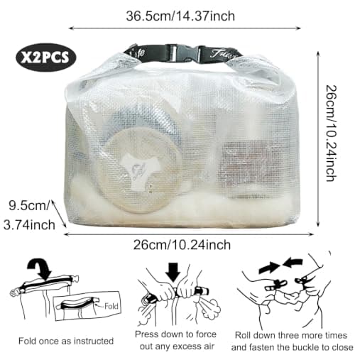 BSITSSS 2PCS White Dry Bag Dry Bags Waterproof Portable Drybag — view 2