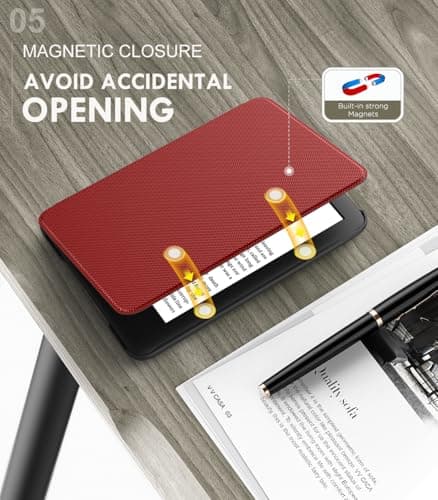 MoKo Case for 6" Amazon Kindle Basic 11th Gen 2024/2022, Red — view 5