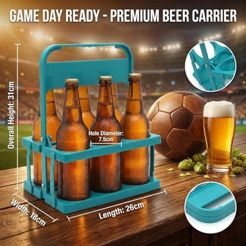 HOMAVEL Foldable Beer Carrier Plastic - Black Drink Caddy 6 Bottle Holder Basket for Delivery Rack, Sports Water Bottles, Camping & Parties - Sturdy PP Material with Steel Screws — view 2