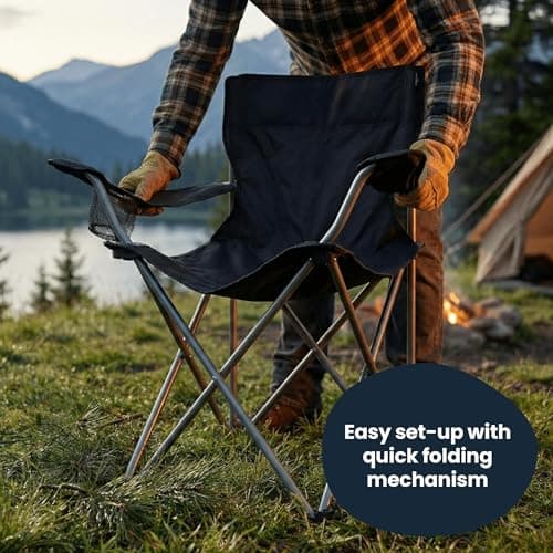 I LOVE FANCY DRESS Black Camping Chair – Lightweight Foldable Outdoor Chair with Cups Holder & Carry Bag – Single & Multipacks for Festivals, Camping, Fishing & Garden Use — view 6