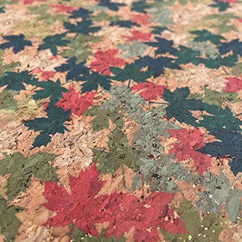 Natural Cork PU Vinyl Leather Fabric Crafts Bags Accessories Yoga Mats Decor Furnishing Upholstery Material | 52" - 132 cm Wide | per Half Metre (Maple Leaf Red) — view 2