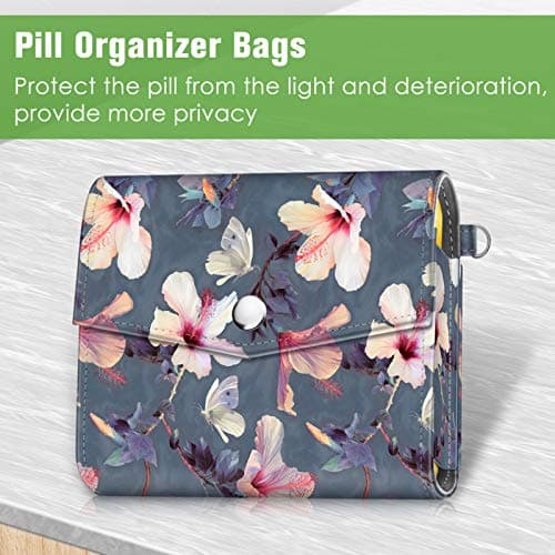 FINPAC Weekly Pill Box 4 Times A Day with PU Leather Case, Hibiscus — view 4