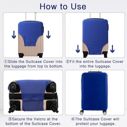 Bomiclss Elastic Suitcase Cover - Suitcase Protector for 26-28 Inch, Waterproof Dustproof Luggage Cover Black Baggage cover for Travel (Blue, L) — view 2