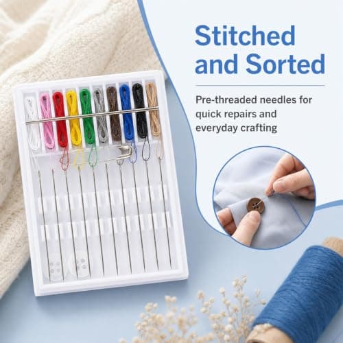 Pre-Threaded Needle Kit 20 Pcs Assorted Colour Travel Sewing Kit — view 4