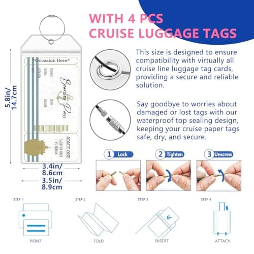 Magnetic Retractable Clothes washing Line for Cabin - Approved 2026 Cruise Essentials Clothes Drying Rack Travel Clothesline with Clothespins -4 Luggage Tags Strong Magnets Hooks (Pink) — view 5