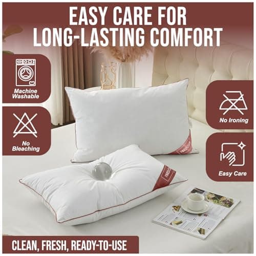 GC GAVENO CAVAILIA Firm Pillows 5Pack Neck Support Bed Pillow | Breathable Standard Size Single Pillow With 100% Cotton Cover | Hotel Quality Pillows For Stomach Back Pain & Side Sleepers, 74x48cm — view 6