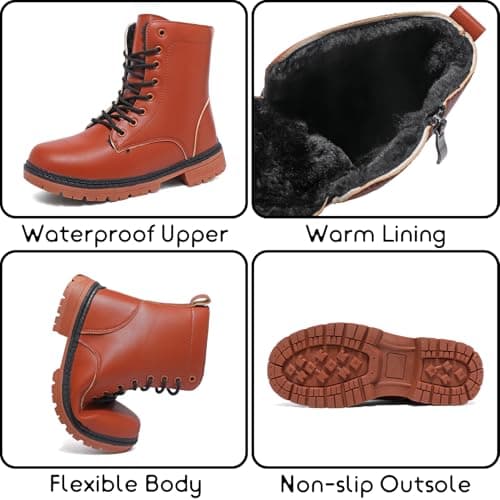 Topwolve Women's Boots Waterproof Ankle Booties Ladies Walking Boots Outdoor Side Zipper Warm Lined Snow Booties,Brown(with Lined),4.5 UK — view 5