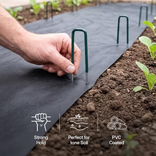 Besto Garden Pegs Heavy Duty Tent Pegs Metal Ground Pegs Galvanised Steel Peg for Camping, Securing Weed Control Fabric, Ground Sheets Membrane, Netting and Astro Turf | (Pack of 10 (PVC Coated)) — view 4