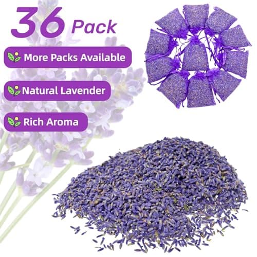 36 Pack French Lavender Sachets Fresh Scent for Closets Drawers Car — view 2