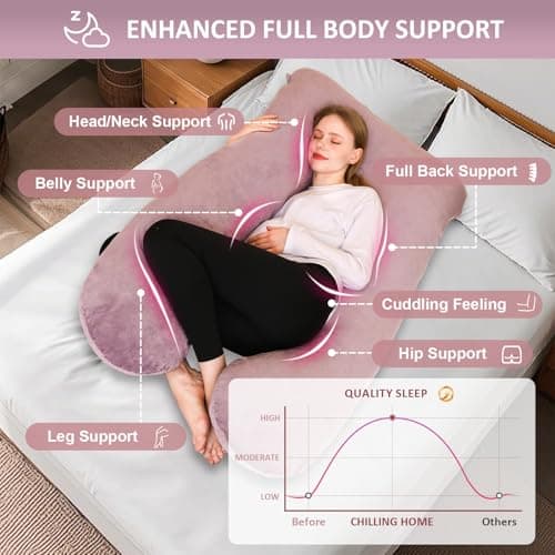 Chilling Home Pregnancy Pillow, U Shaped Maternity Full Body Pillow, Velvet — view 2