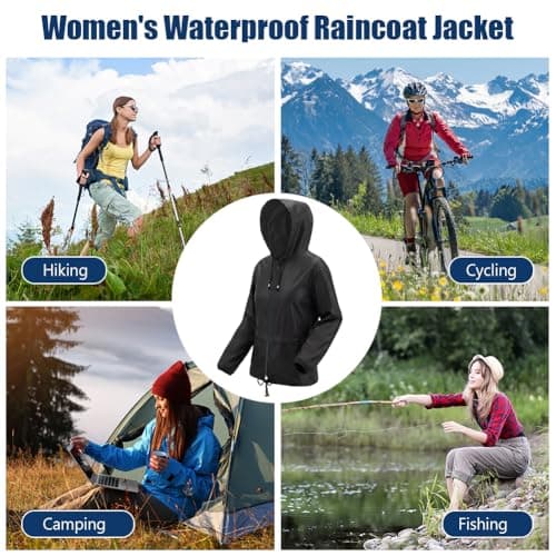 Vicloon Women's Lightweight Waterproof Rain Jacket, Hooded Breathable Packable Running Raincoats, Sun Protection Windproof Rain Jacket for Outdoor Hiking, Running, Cycling — view 5