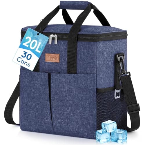 Lifewit Insulated Cool Bag with 30-Can Capacity, Dark Blue