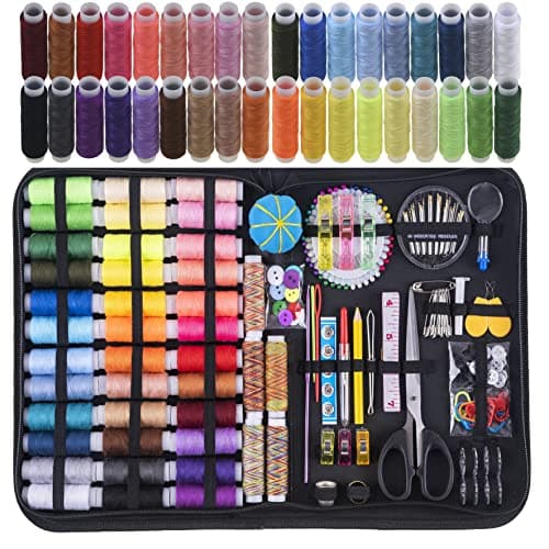 INSCRAFT Sewing Kit, 182 Pcs Sewing Accessories, with 38 XL Sewing Thread Spools, Suitable for Adults, Beginner, Emergency, DIY and Home Button Repair, Travel Needle and Thread Kit