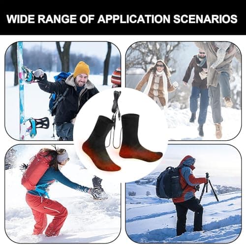 USB Electric Heated Socks, 5V Heated Foot Warmers, Winter Electric Foot Warmer Socks, for Outdoor Riding Camping Hiking Motorcycle Skiing — view 6