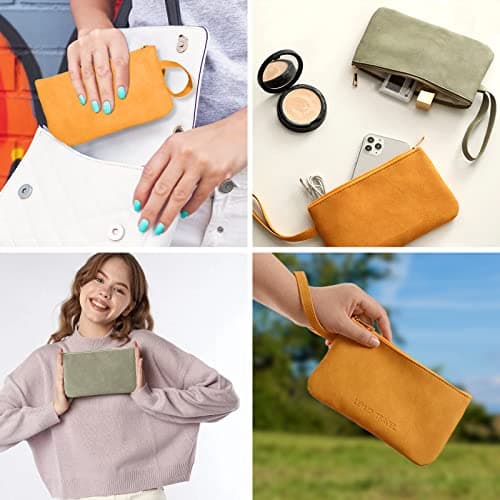 Small Makeup Bag for Purse PU Leather Mini Cosmetic Bags Waterproof Zipper Handbag Travel Make up Pouch with Compartments Versatile Storage Pouches (2 PCS) — view 4