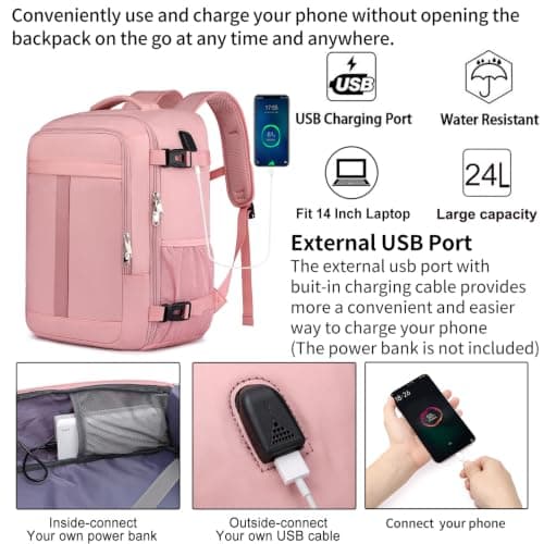 for New Ryanair Cabin Bags 40x30x20 Underseat Small Travel Backpack, Pink — view 3