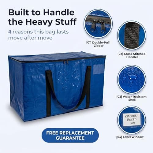 ClearSpace Heavy Duty Moving Bags or Storage Bins with Lids, Blue, 6 Pack — view 3