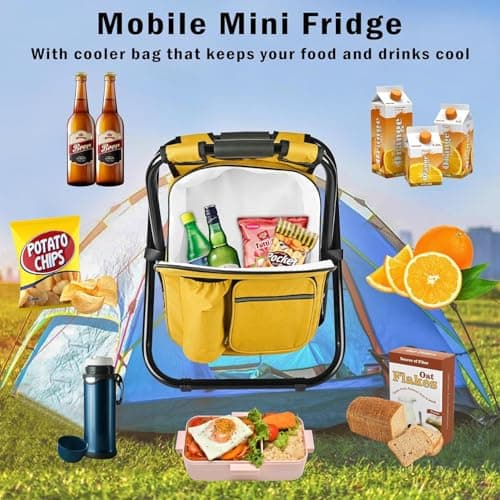 Kikerike Backpack Stool Cooler Chair Heavy Duty 300 LBS Max Load Portable Lightweight Stool Backpack Folding Fishing Cooler Seat for Camping Hunting Fishing - Yellow — view 6